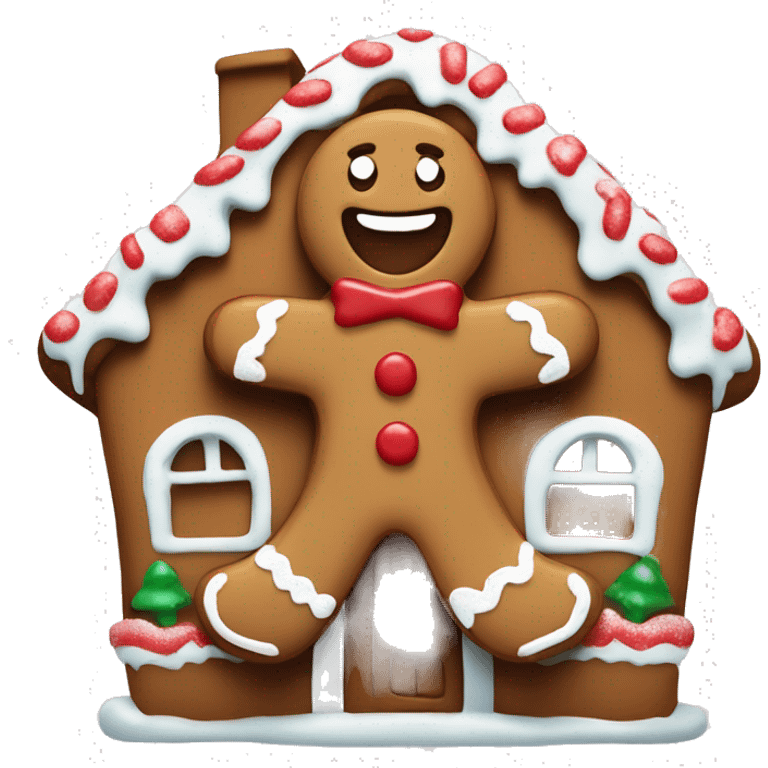 Gingerbread man in ginger bread house  emoji