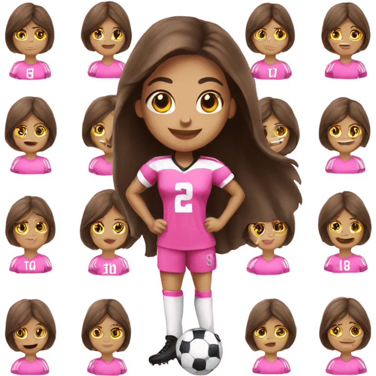 Brunette Girl playing football pink themed emoji