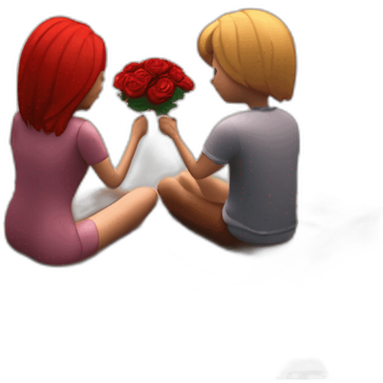  A couple siting on the beautiful lake. boyfriend proposed her girlfriend with red roses 3d animation realistic. emoji