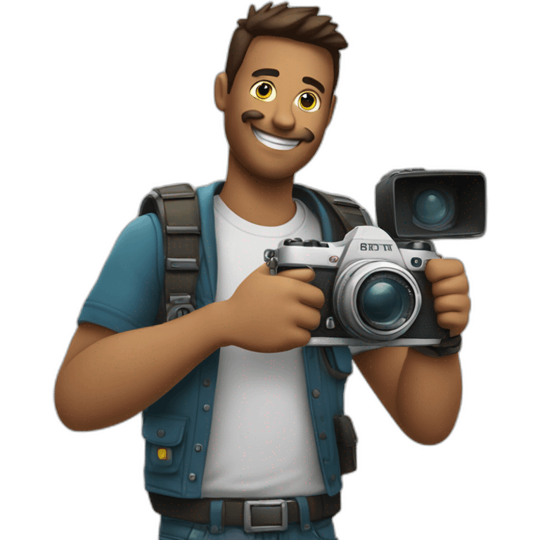 Photographer with a camera in one hand and the other hand doing a thumbs up emoji