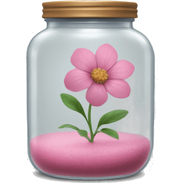 Realistic pink flower in a transparent jar emoji