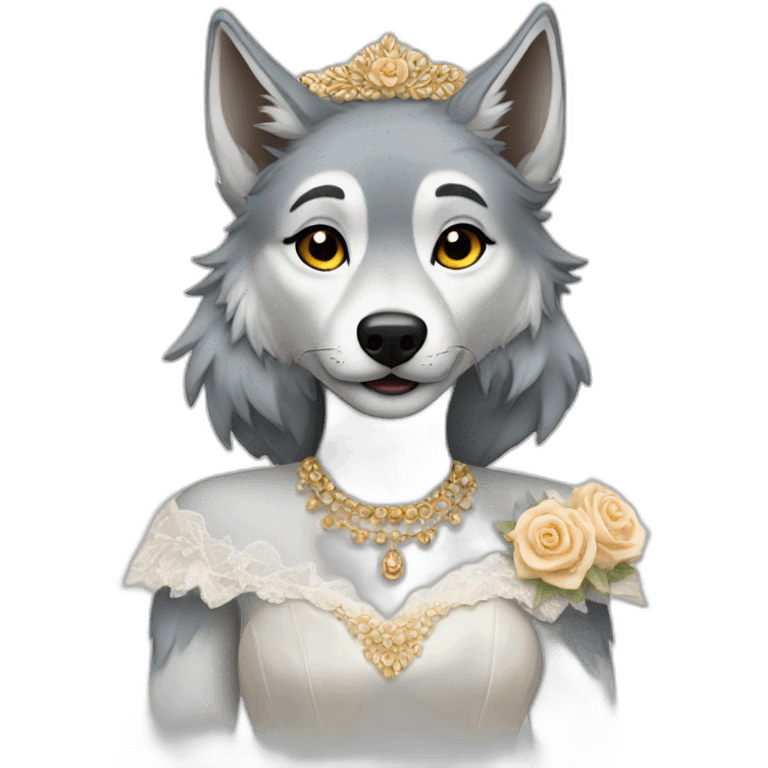 Wolf in bridal dress emoji