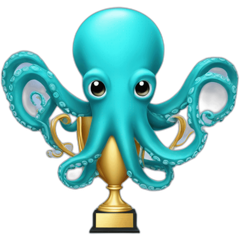 Octopus 3D with a trophee emoji