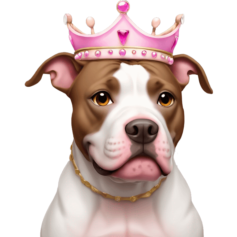 Pit bull with pink crown and brown around its eye emoji