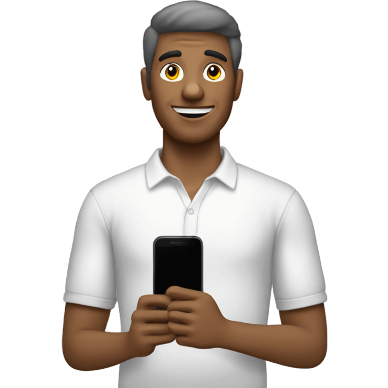 hombre blanco con celular mano emoji