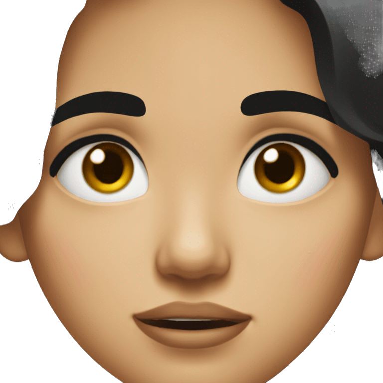 a girl with black hair and thick eyebrows crying on her phone emoji