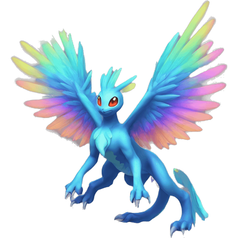 Colorful Celestial Neon Colors Vibrant Colors Flying Futuristic Fakémon-Legendary-Pokémon-Creature Full Body emoji