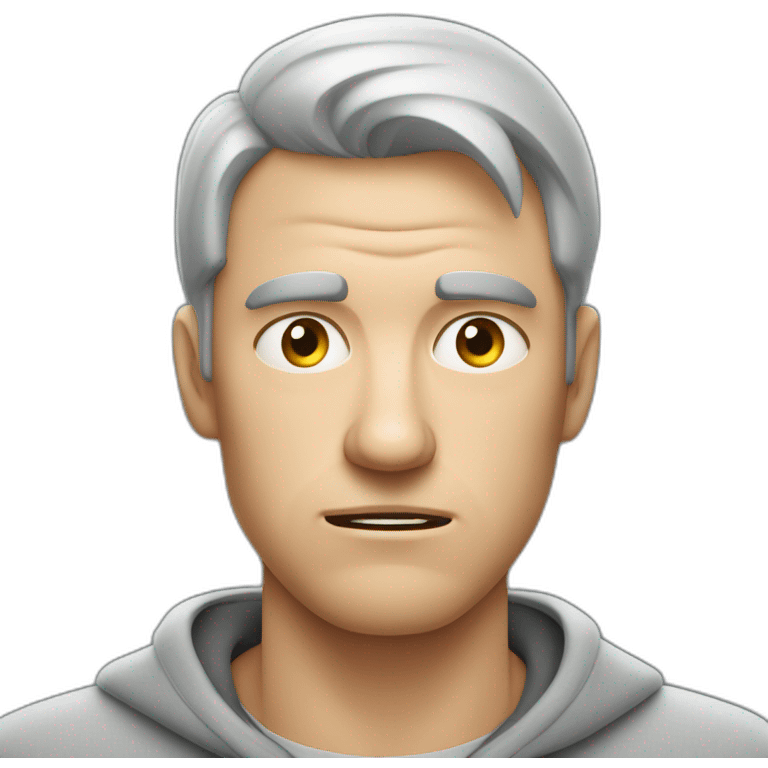 tired white man with very very very short hair in gray sweatshirt is very very very angry emoji