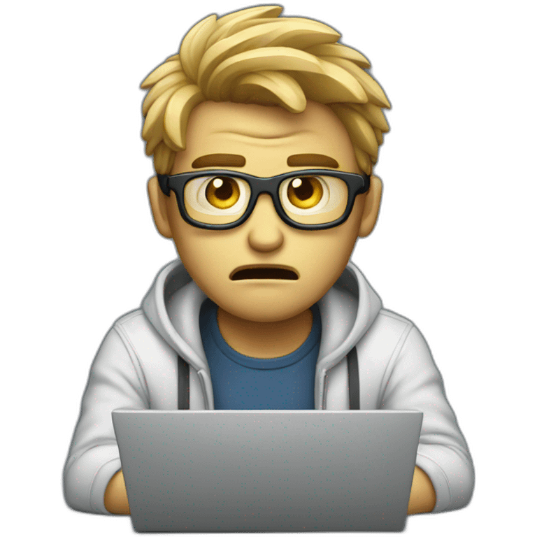 Angry programmer on laptop emoji