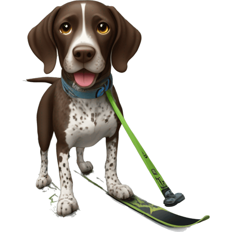 German shorthaired pointer on a ski hill emoji