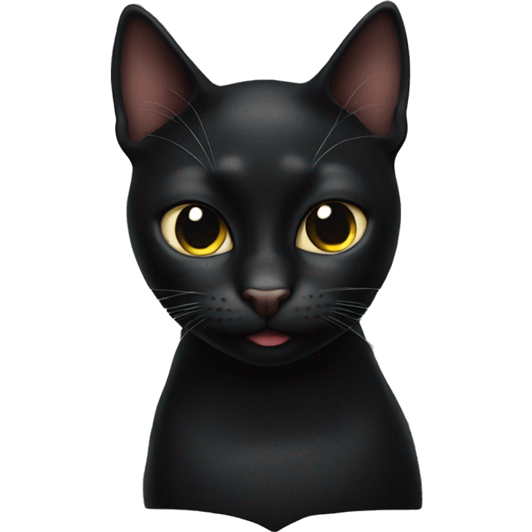 A black cat with his tounge out  emoji