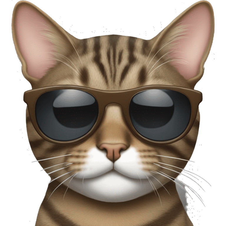 Brown and grey tabby Cat with sunglasses emoji