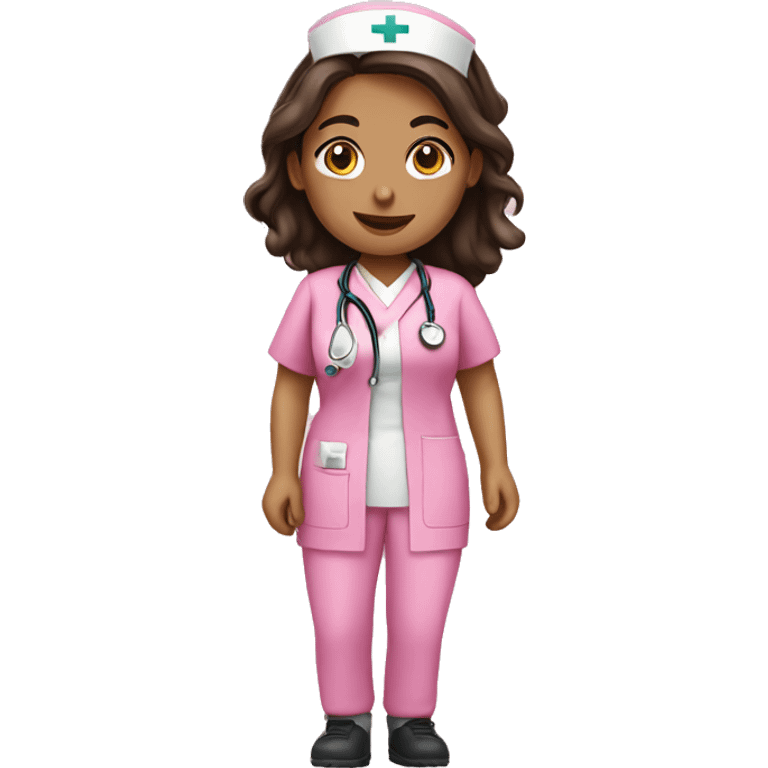 Brunette nurse in pink scrubs emoji