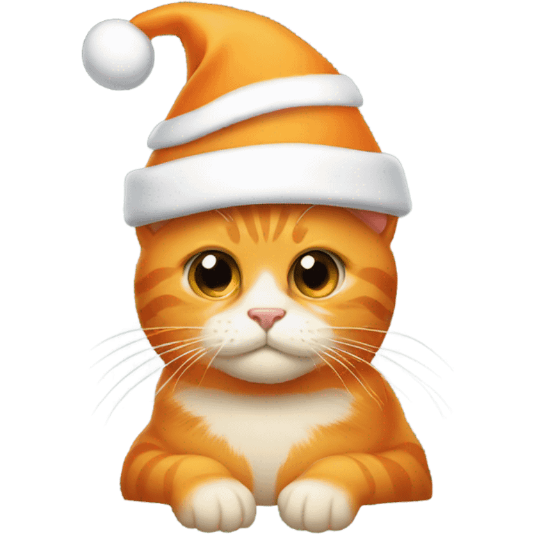 Orange cat Christmas hat  emoji