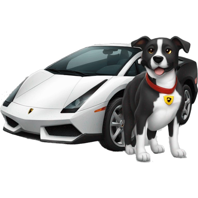 Black dog driving white lambo emoji