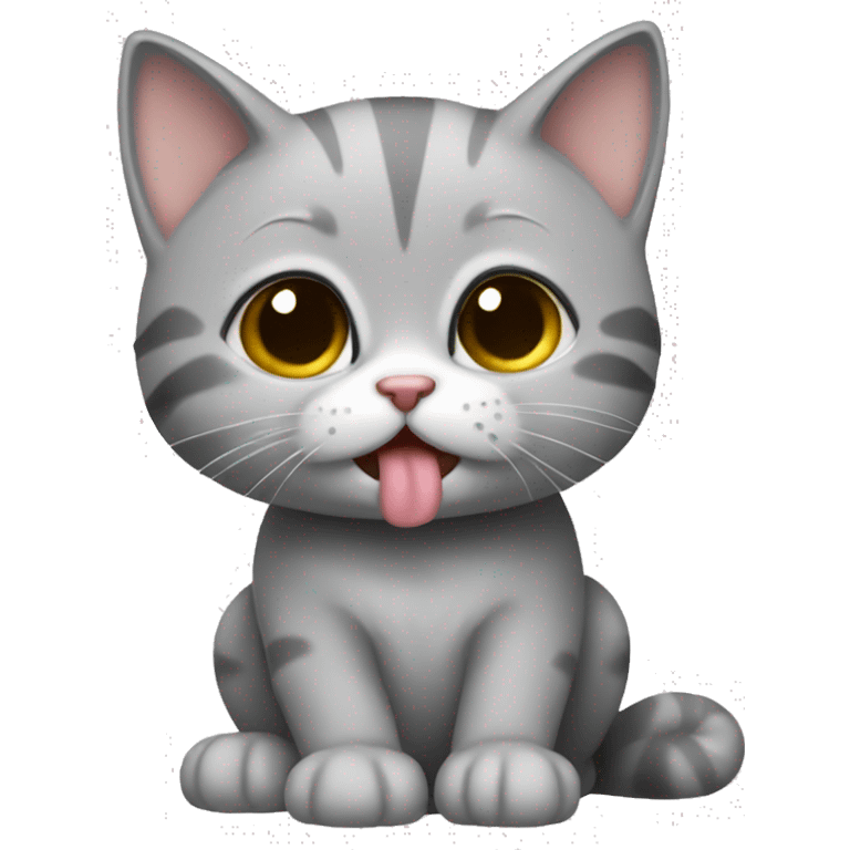 gray kitten blowing a kiss emoji