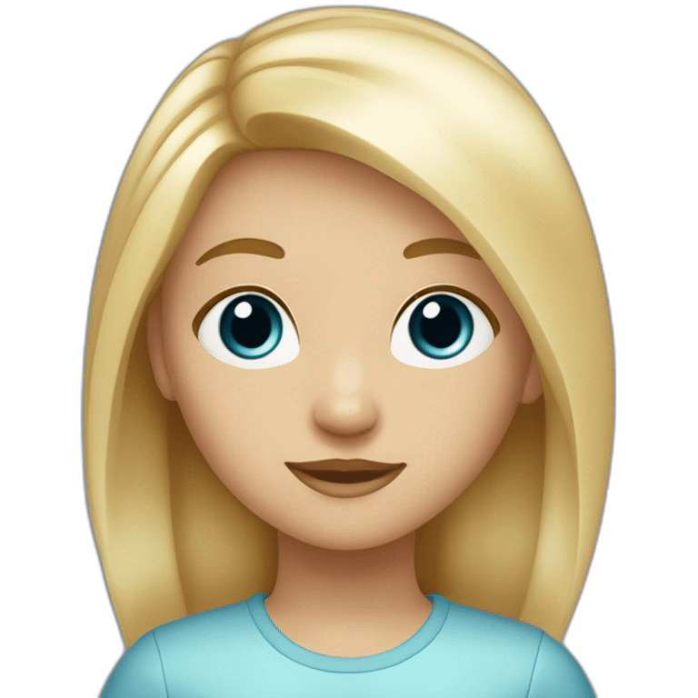 Une fille de 11 ans calme cheveux blond claire carré peau blanche yeux bleu emoji