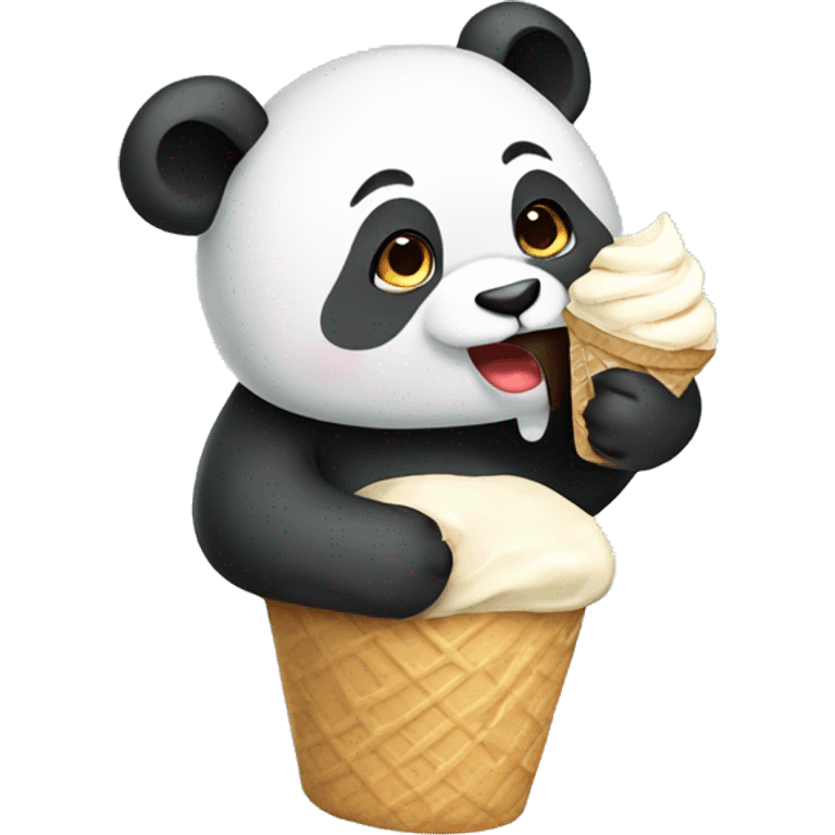 Panda eating ice cream emoji