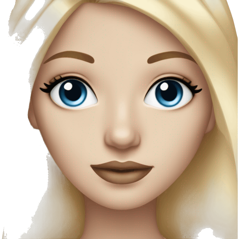 white girl with blue eyes and blonde straight hair wearing lashes and glam makeup emoji