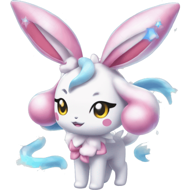 Kawaii Gorgeous Beautiful Pretty Shiny Sparkly Sylveon-Pokémon full body emoji