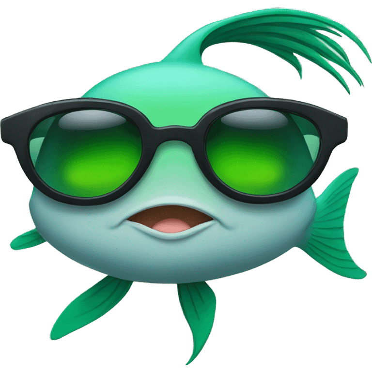 fish with sunglasses and green hair emoji