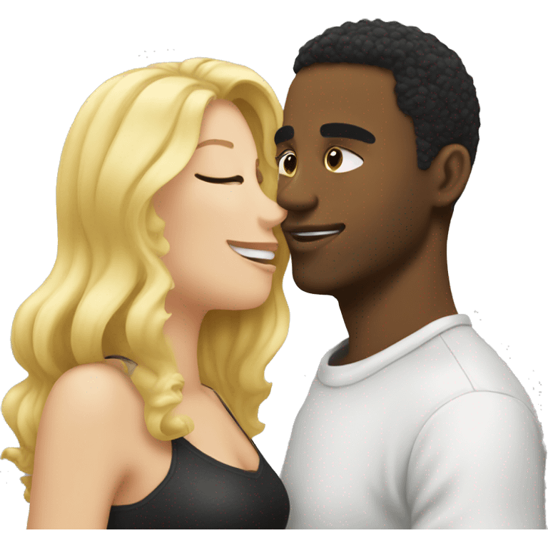 Black guy kissing blonde lady emoji