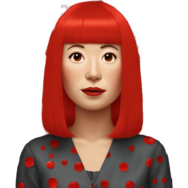 Yayoi Kusama emoji with red hair emoji