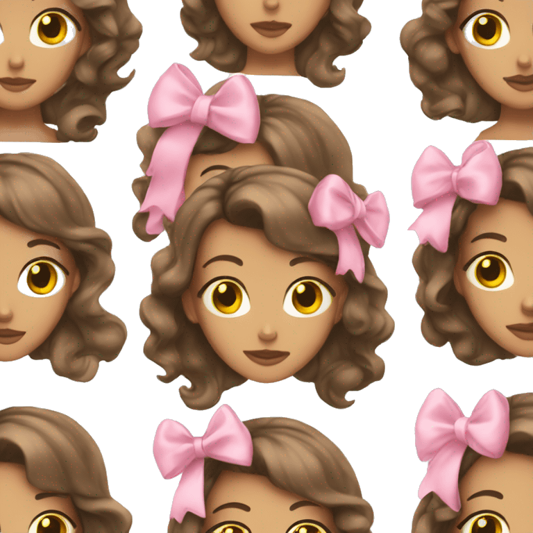 Light pink bow in brunette hair  emoji