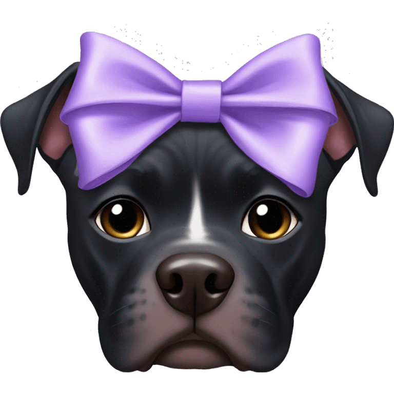 Black Pitbull with lavender bow emoji