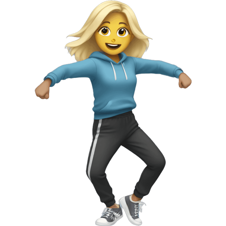 blonde girl dancing in sweatpants  emoji