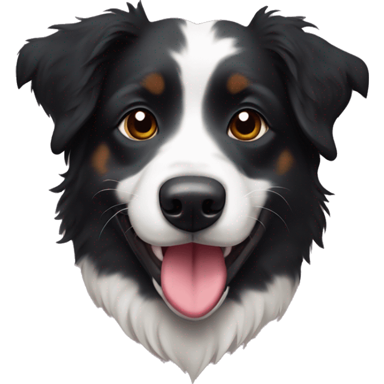 Small black australian shepherd dog with huge maroon heart emoji