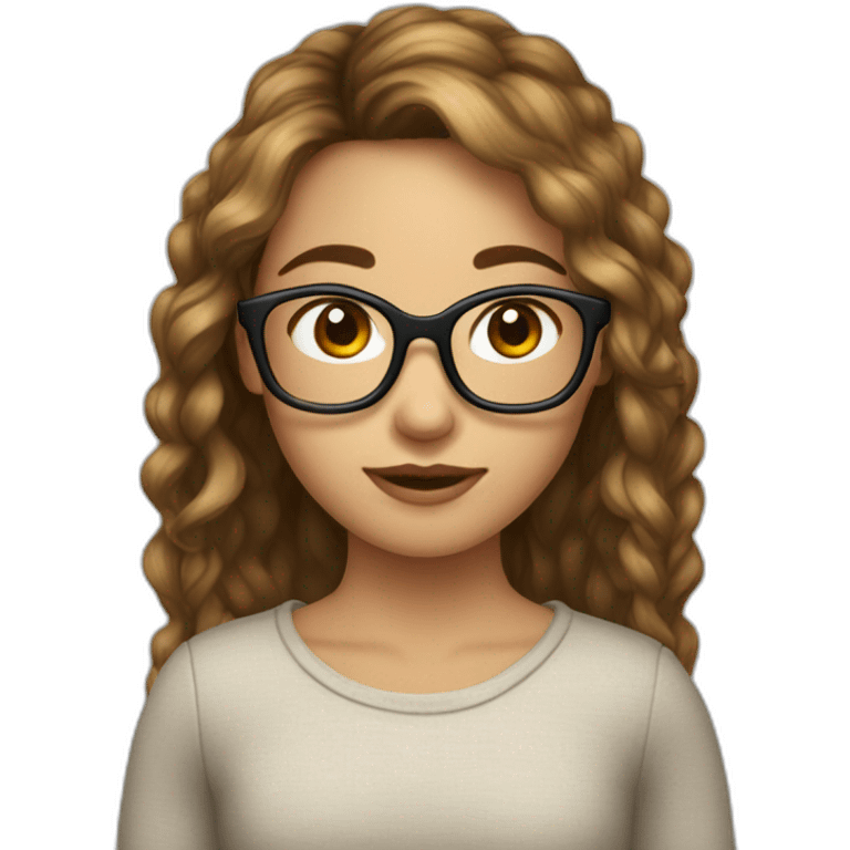 Fille a lunettes cheveux châtain emoji