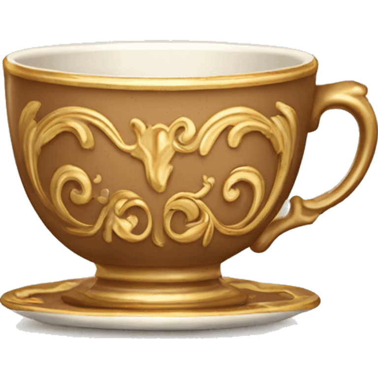 Light brown and gold vintage rococo coffee cup  emoji