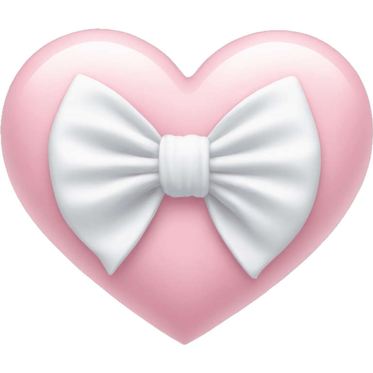 Pastel pink heart with white bow emoji