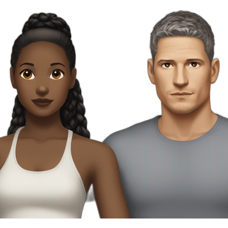 Wentworth miller and a black girl brown eyes and sblack hair in a bun emoji