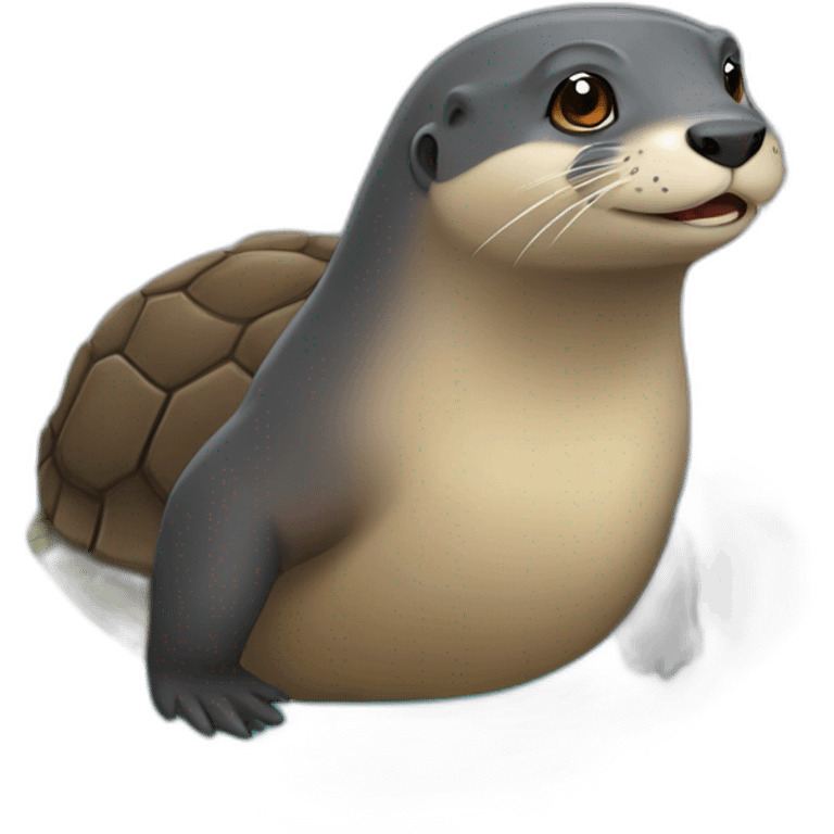 Une loutre sur une tortue emoji