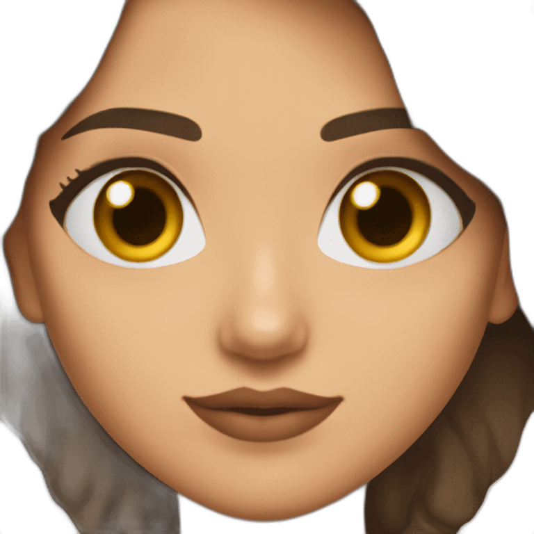 Mujer, pelo castaño, ojos marrones parecida a gal gadot emoji