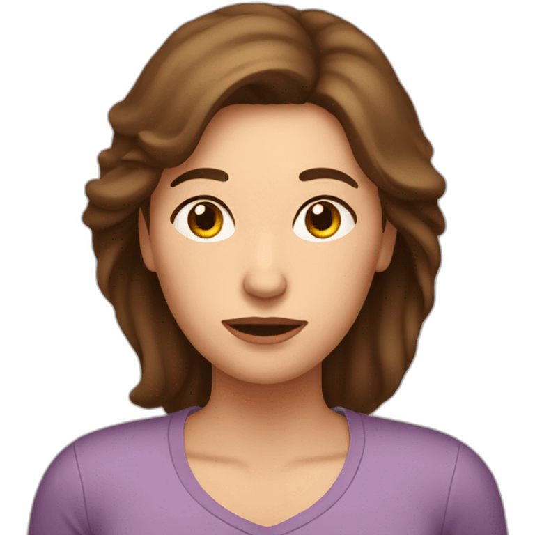 Emoji of tired mom with brown hair but trying to cope with all the duties and still look good emoji