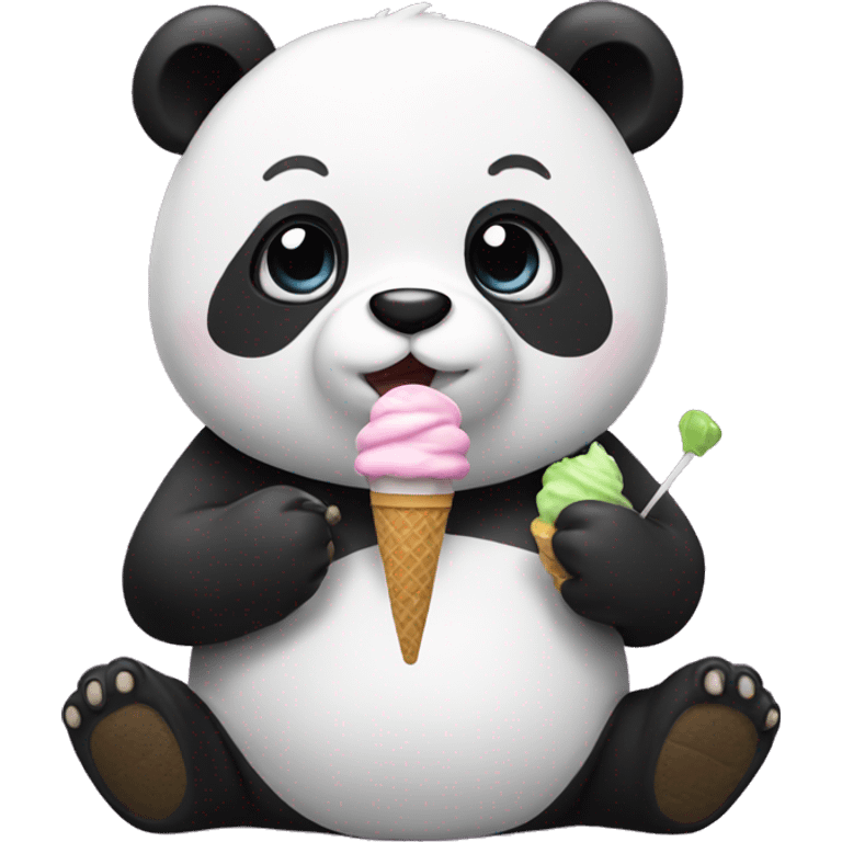 Panda eating ice cream emoji