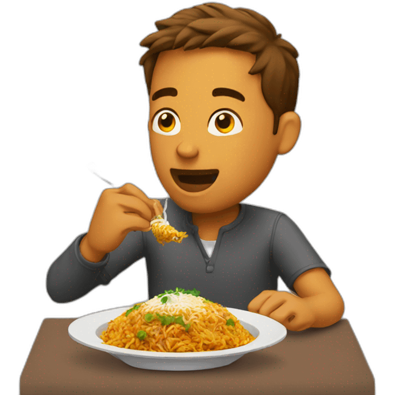 Man eating chicken biryani emoji