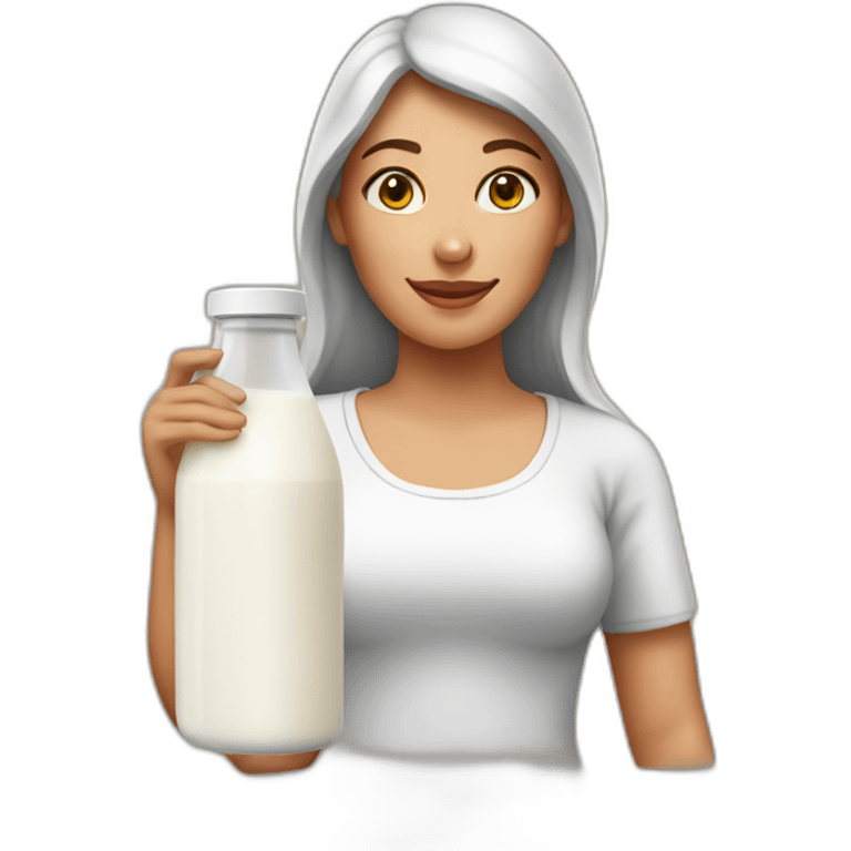 women with a milk brick emoji