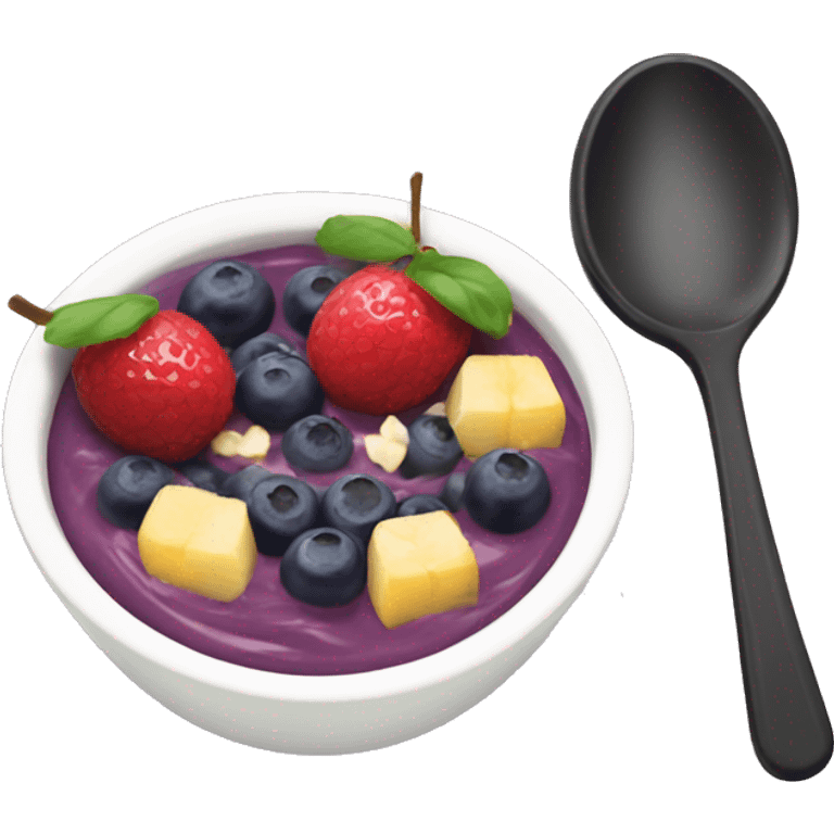 Creamy açaí bowl with fruits and spoon emoji