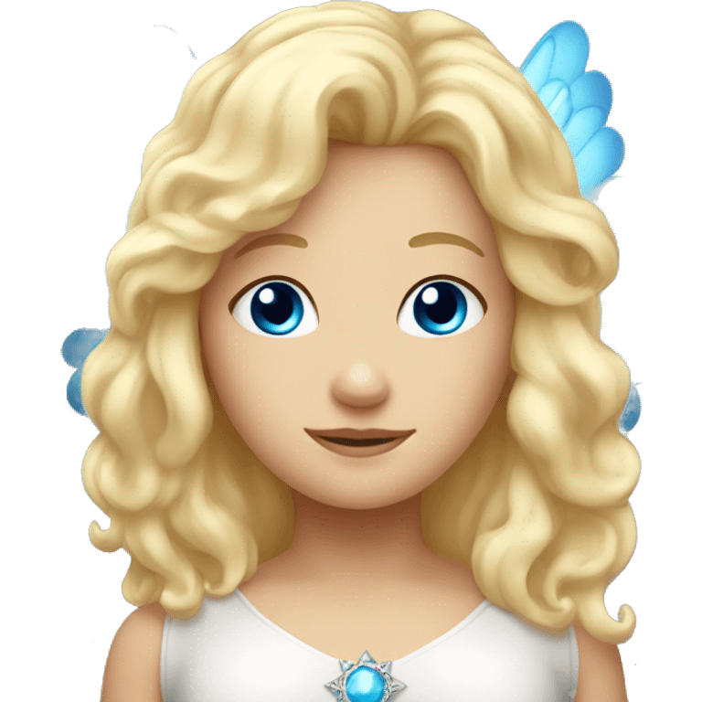 blonde hair blue eyed girl with an angel halo above head  emoji