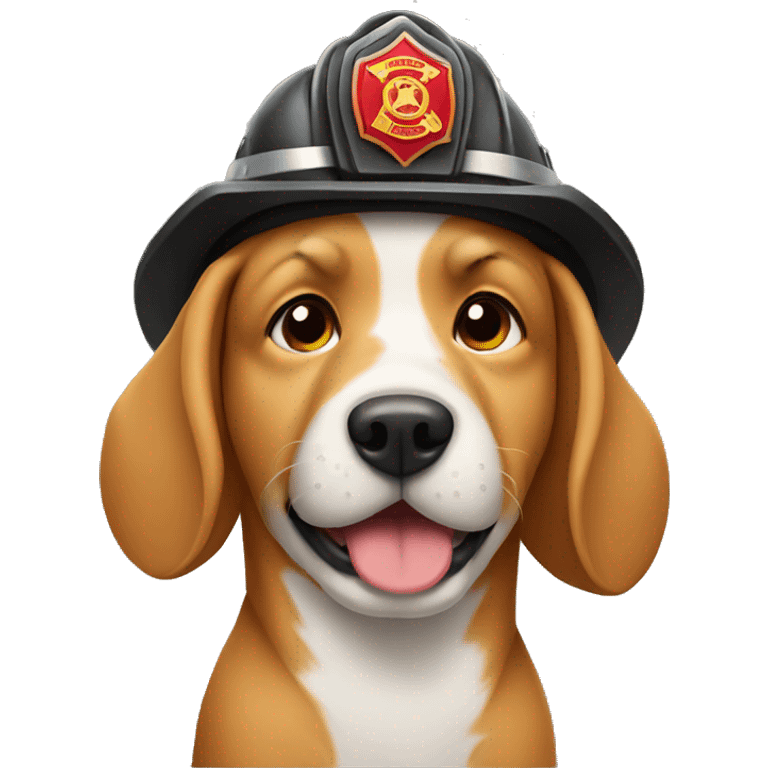 Dog in firefighter hat emoji