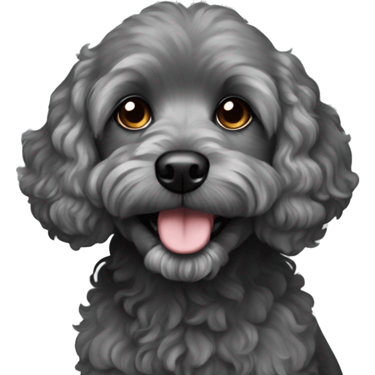 Dark grey cavapoo dog emoji