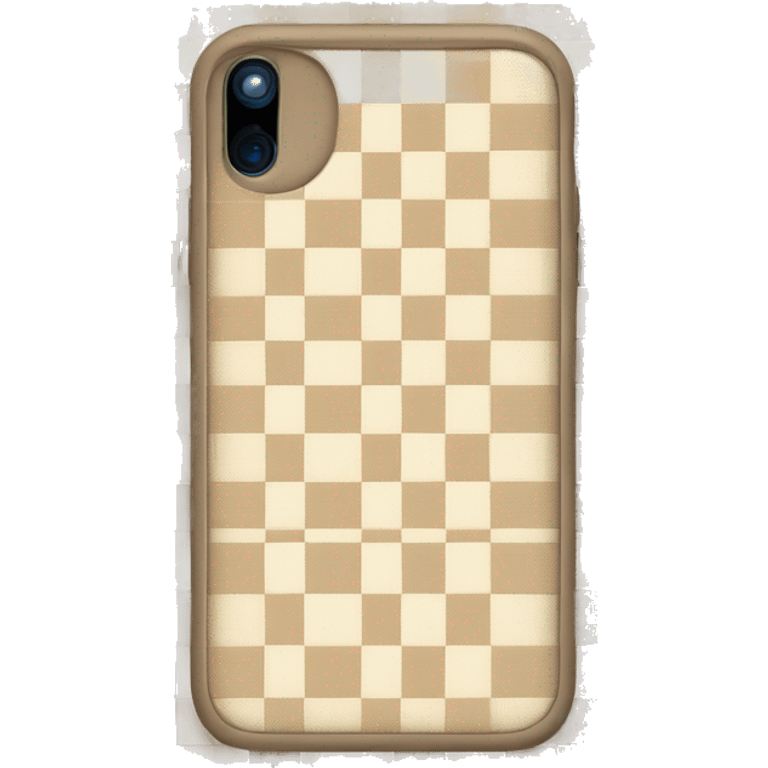 iPhone with beige checkered case emoji