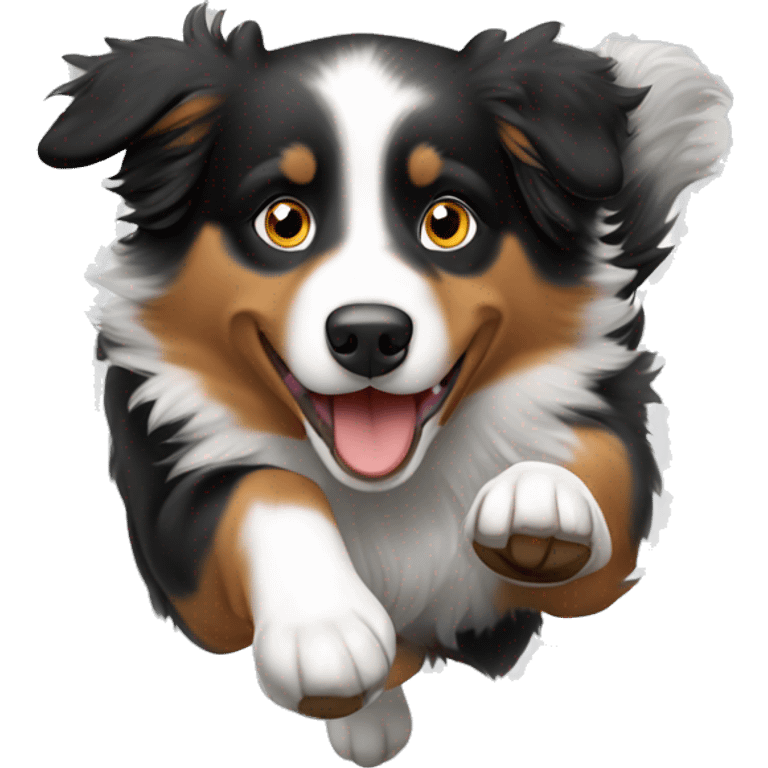 Jumping Australian shepherd over anvil emoji