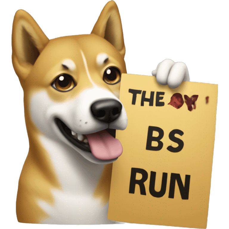 Doge holding up Run's Dead sign emoji