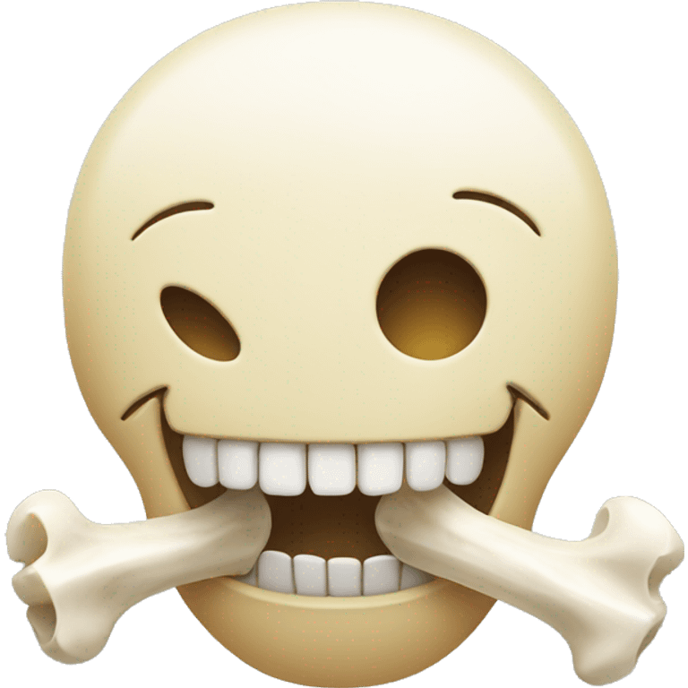 Smiley face with bone on mouth emoji