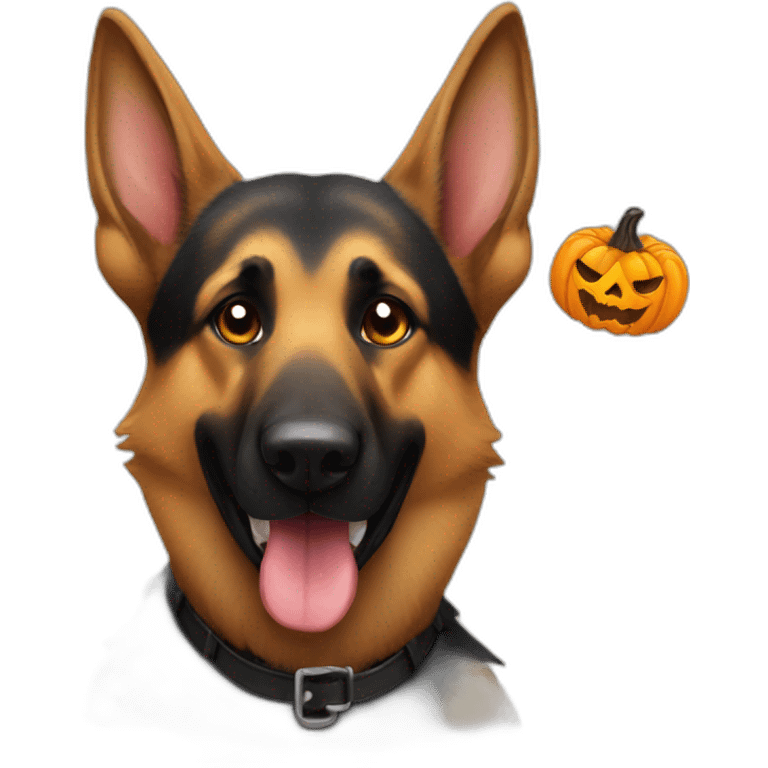 German shepherd celebrating halloween emoji